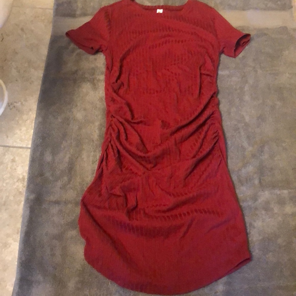 Ruched fitted short sleeve mini dress
